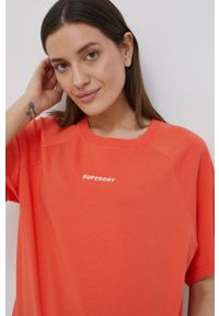 Superdry t-shirt bawełniany kolor pomarańczowy. Okazja: na co dzień. Kolor: pomarańczowy. Materiał: bawełna. Długość rękawa: raglanowy rękaw. Wzór: nadruk. Styl: casual #4