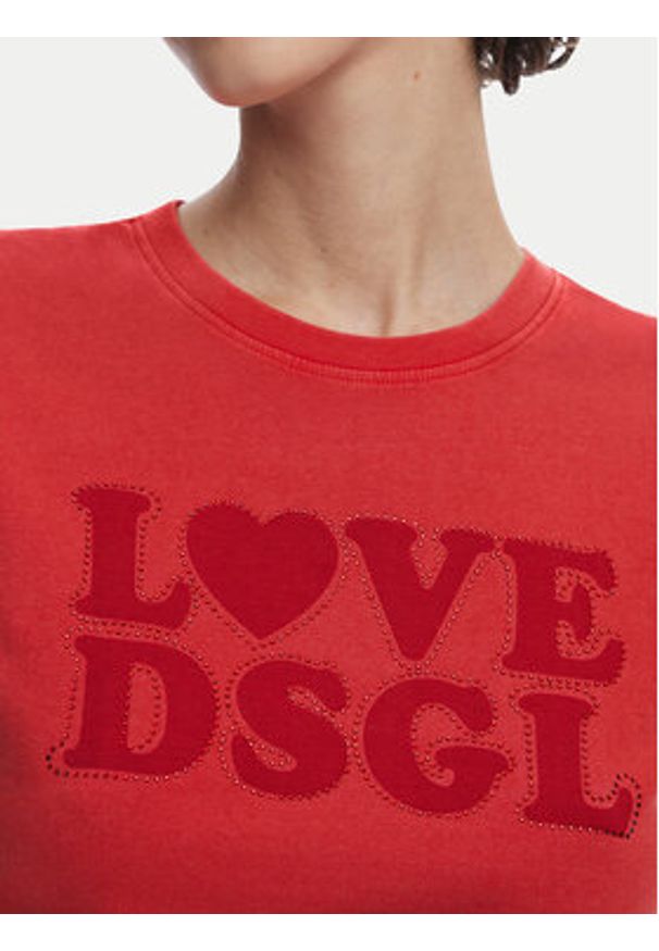 Desigual T-Shirt Love Dsgl 25SWTK10 Czerwony Regular Fit. Kolor: czerwony. Materiał: bawełna