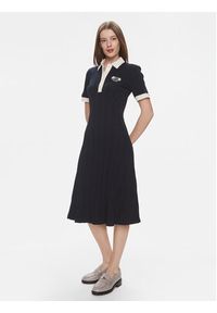 TOMMY HILFIGER - Tommy Hilfiger Sukienka dzianinowa F&F Crest 85 Polo Dress Rib WW0WW40617 Granatowy Regular Fit. Typ kołnierza: polo. Kolor: niebieski. Materiał: bawełna