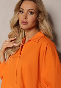 Renee - Pomarańczowa Koszula z Bawełny Rękawy 3/4 Typu Nietoperz Delilatia. Kolor: pomarańczowy. Materiał: bawełna #5