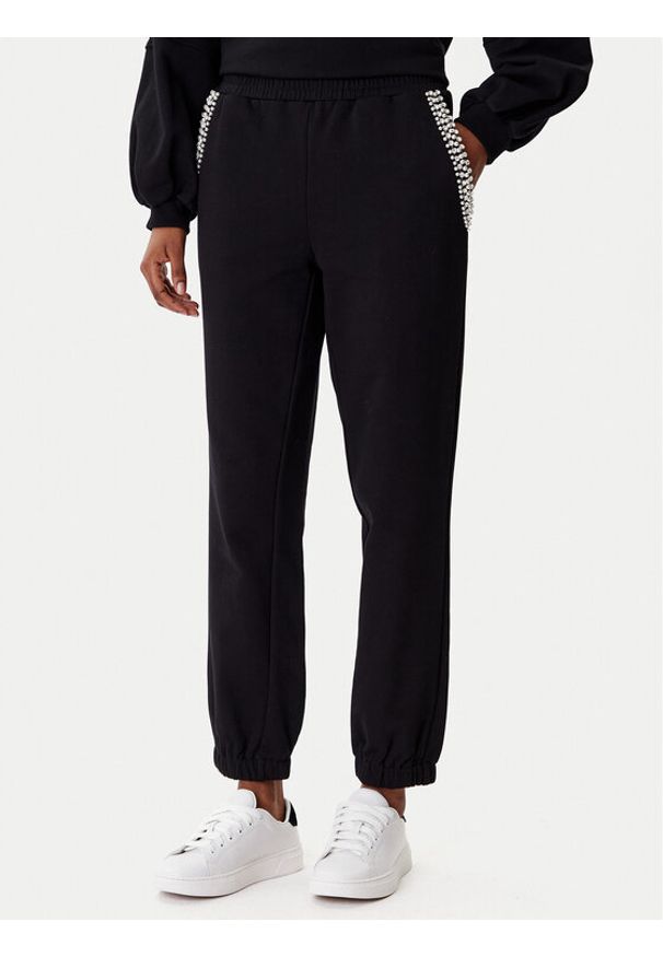 TwinSet - TWINSET Spodnie dresowe 252LI2MDD Czarny Regular Fit. Kolor: czarny. Materiał: bawełna