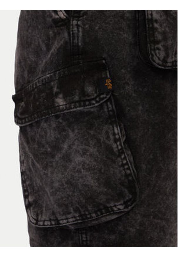 Alpha Industries Szorty jeansowe Canvas Acid Short 156259 Czarny Regular Fit. Kolor: czarny. Materiał: bawełna