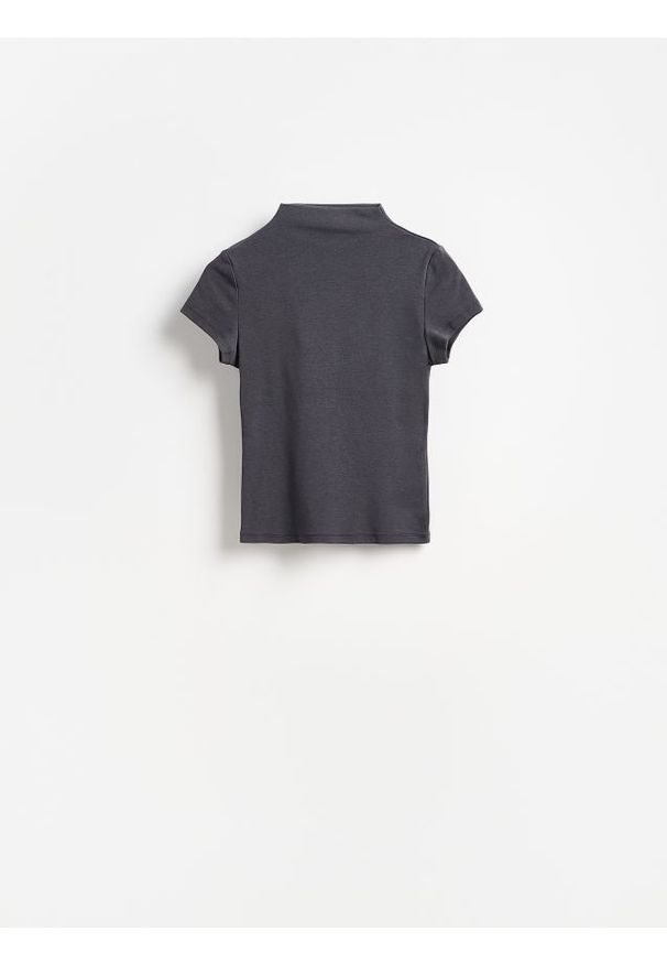 Reserved - T-shirt ze stójką - ciemnoszary. Typ kołnierza: kołnierzyk stójkowy. Kolor: szary. Materiał: wiskoza, dzianina