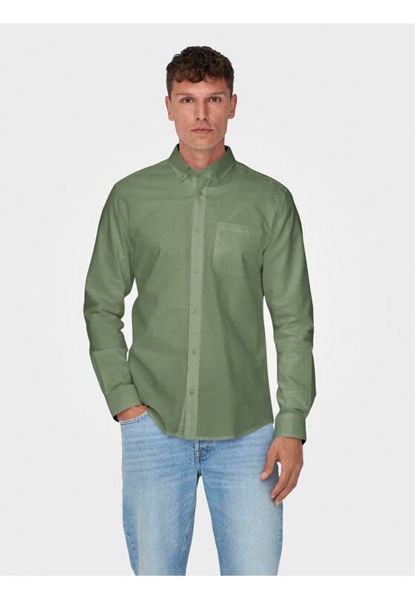 Only & Sons Koszula Neil 22019669 Zielony Slim Fit. Kolor: zielony. Materiał: bawełna