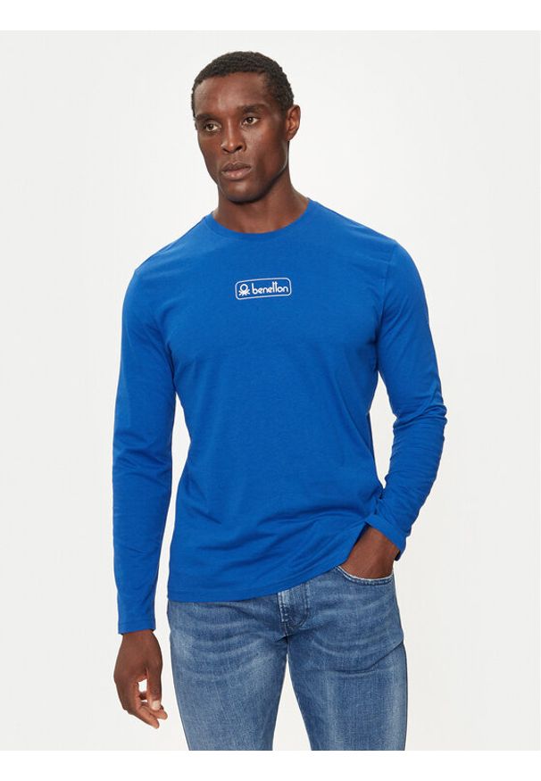 United Colors of Benetton - United Colors Of Benetton Longsleeve 3I1XU109C Niebieski Regular Fit. Kolor: niebieski. Materiał: bawełna. Długość rękawa: długi rękaw