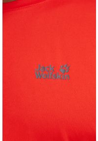 Jack Wolfskin t-shirt sportowy Tech kolor czerwony gładki. Kolor: czerwony. Materiał: włókno, materiał. Wzór: gładki. Styl: sportowy #3