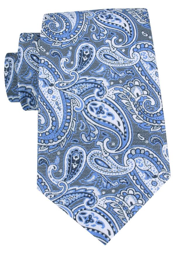 Męski Krawat - Chattier - Odcienie Błękitu, Wzór Paisley. Kolor: niebieski. Materiał: tkanina. Wzór: paisley. Styl: elegancki, klasyczny, wizytowy