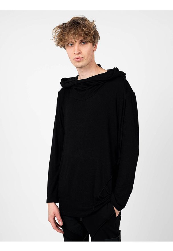 La Haine Inside Us Sweter "Banner-Unisex" | A2233 4J | BANNER | Kobieta | Czarny. Typ kołnierza: kaptur. Kolor: czarny. Materiał: wiskoza, elastan. Długość: długie