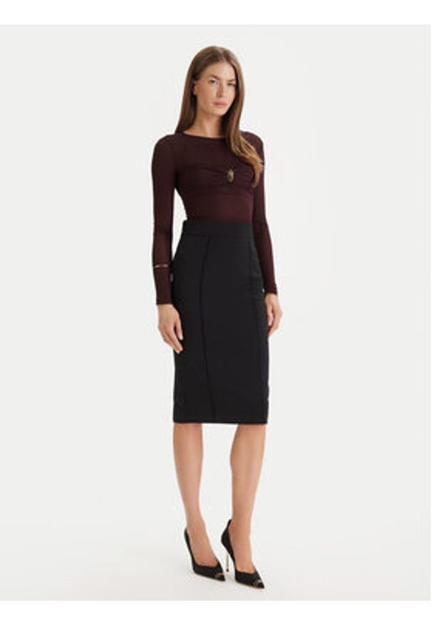 Elisabetta Franchi Spódnica ołówkowa GO-159-61E2-110 Czarny Slim Fit. Kolor: czarny. Materiał: syntetyk