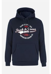 Jack & Jones - Bluza Logo. Typ kołnierza: kaptur. Kolor: niebieski. Materiał: dzianina, dresówka. Wzór: nadruk. Styl: klasyczny