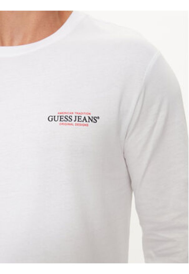 Guess Jeans Longsleeve M4YI54 K8HM0 Biały Regular Fit. Kolor: biały. Materiał: bawełna. Długość rękawa: długi rękaw