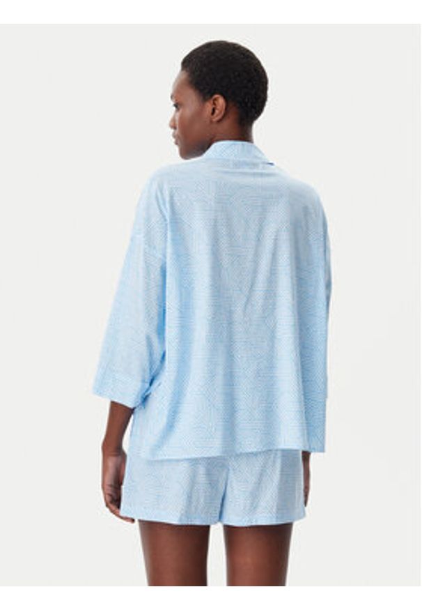 DKNY Piżama YI50046 Błękitny Regular Fit. Kolor: niebieski. Materiał: bawełna