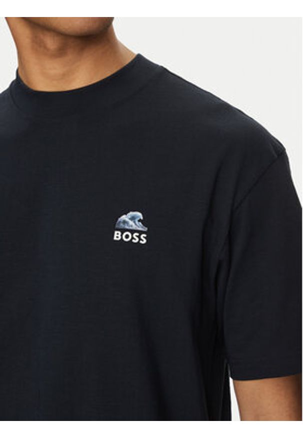 BOSS T-Shirt Numbers 50540520 Granatowy Relaxed Fit. Kolor: niebieski. Materiał: bawełna