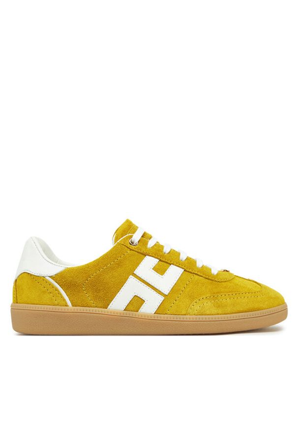 Elisabetta Franchi Sneakersy SA-51G-51E2-V400 Żółty. Kolor: żółty. Materiał: zamsz, skóra