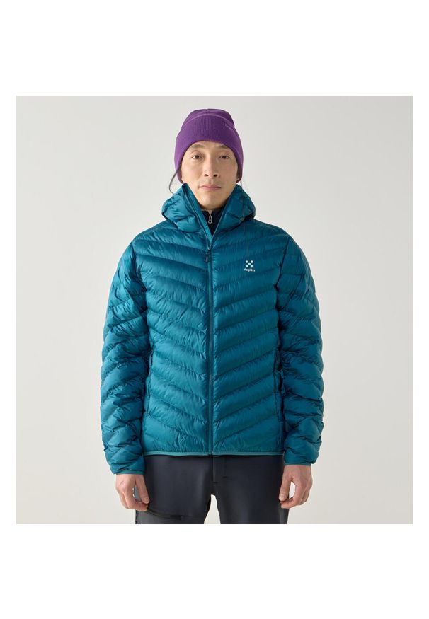 Kurtka puchowa Haglöfs Särna Mimic. Kolor: wielokolorowy, niebieski, zielony. Materiał: puch. Sport: turystyka piesza