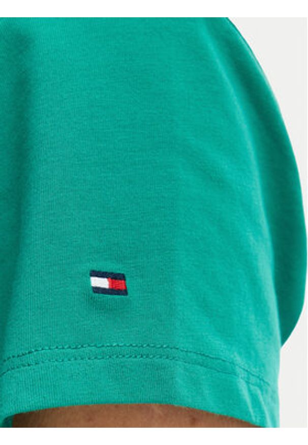 TOMMY HILFIGER - Tommy Hilfiger T-Shirt WW0WW48710 Zielony Slim Fit. Kolor: zielony. Materiał: bawełna