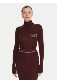 Elisabetta Franchi Golf MK-43B-57E2-V320 Bordowy Regular Fit. Typ kołnierza: golf. Kolor: czerwony. Materiał: wełna #1