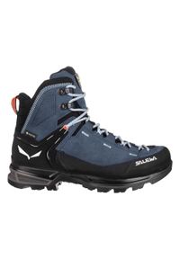 Buty trekkingowe damskie Salewa Mtn Trainer 2 Mid Gtx. Wysokość cholewki: za kostkę. Kolor: niebieski. Materiał: syntetyk, zamsz, materiał. Szerokość cholewki: normalna