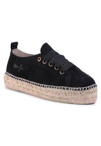 Espadryle Manebi Sneakers D K 1.0 E0 Black. Kolor: czarny. Materiał: zamsz, skóra