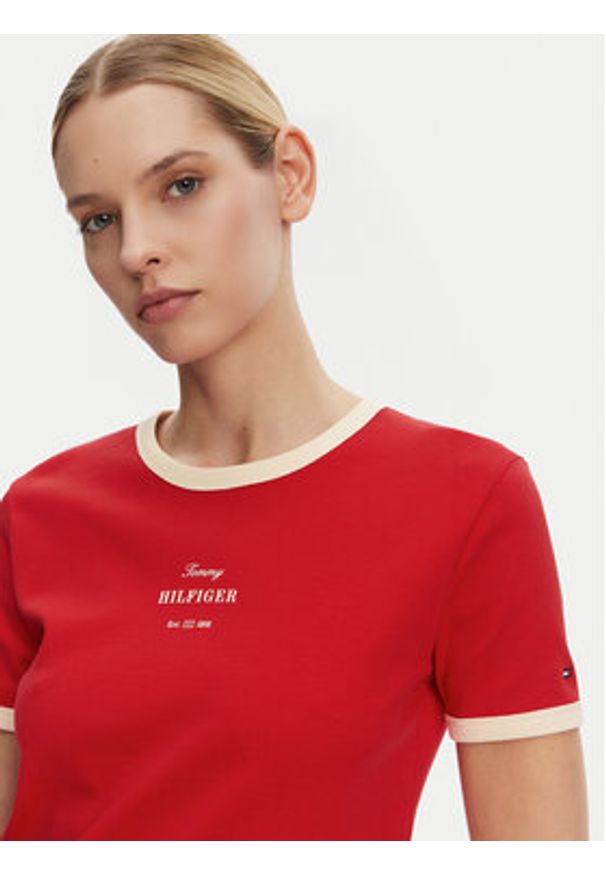 TOMMY HILFIGER - Tommy Hilfiger T-Shirt Monotype WW0WW44586 Czerwony Regular Fit. Kolor: czerwony. Materiał: bawełna