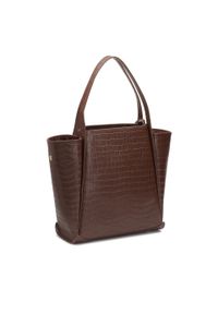 Kazar - Duża brązowa torebka na ramię z tłoczonej skóry. Kolor: brązowy. Dodatki: z breloczkiem. Materiał: skórzane, z tłoczeniem. Rodzaj torebki: na ramię #3