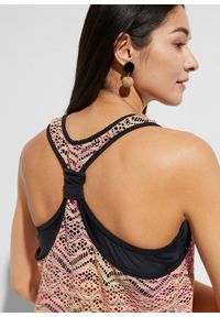 bonprix - Tankini z elastyczną koronką (2 części). Kolor: różowy. Materiał: materiał, koronka. Wzór: koronka #3