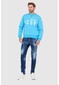 DSQUARED2 Niebieska bluza męska z dużym białym logo icon, Rozmiar S. Kolor: niebieski #5