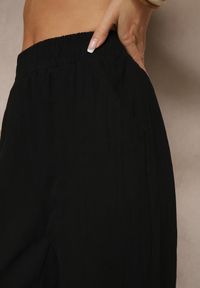 Renee - Czarne Spodnie z Bawełny High Waist Sonirea. Okazja: na co dzień. Stan: podwyższony. Kolor: czarny. Materiał: bawełna. Styl: casual #5