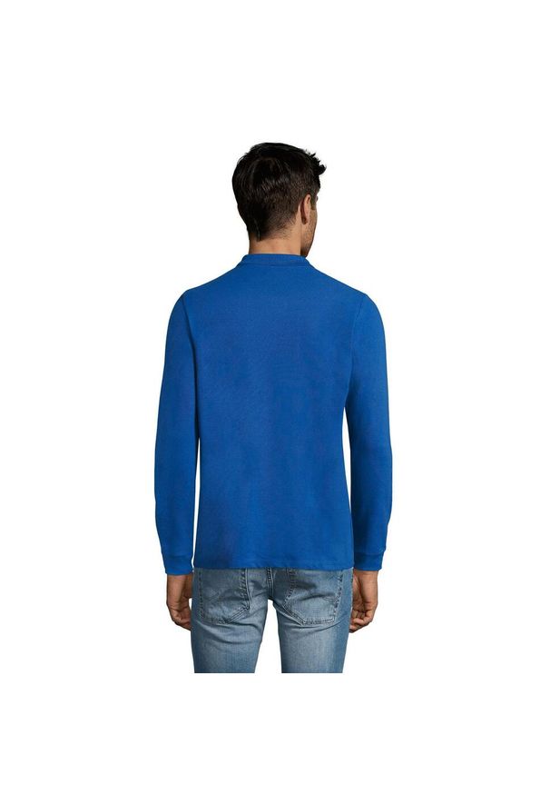 SOL'S - Męska Koszulka Polo Perfect Plain Pique Z Długim Rękawem. Typ kołnierza: polo. Kolor: niebieski. Długość rękawa: długi rękaw. Długość: długie. Sport: turystyka piesza