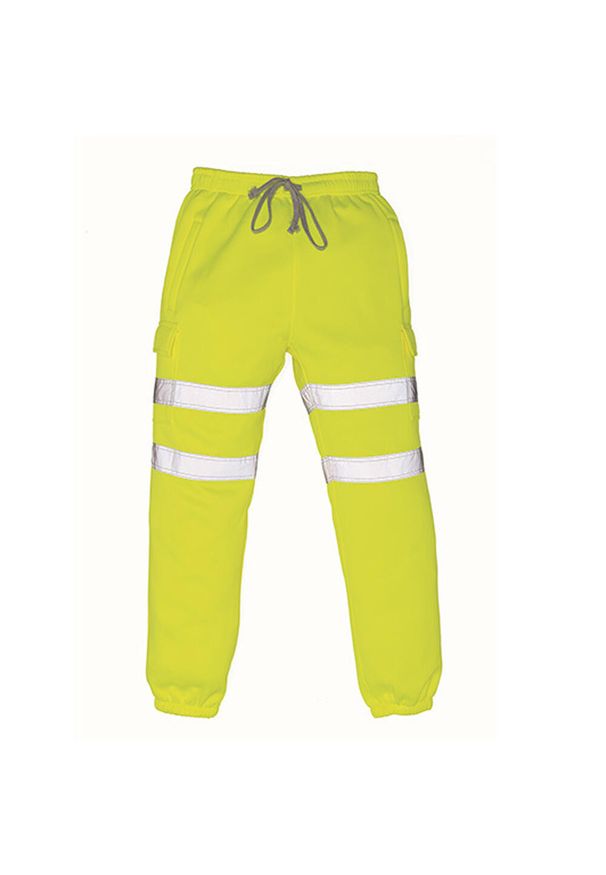 YOKO - Męskie Spodnie Dresowe HiVis. Kolor: żółty. Materiał: dresówka