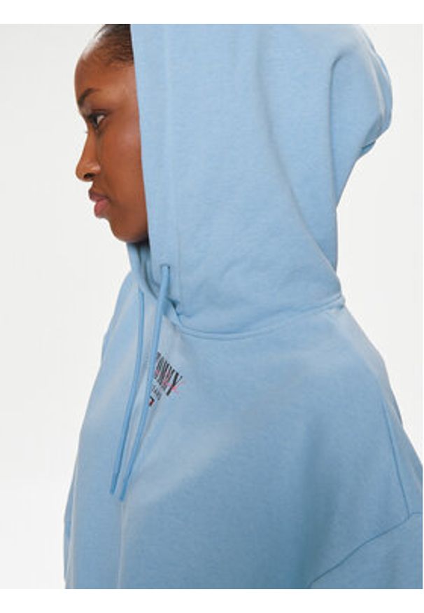 Tommy Jeans Bluza Essential Logo DW0DW17797 Błękitny Relaxed Fit. Kolor: niebieski. Materiał: bawełna, syntetyk