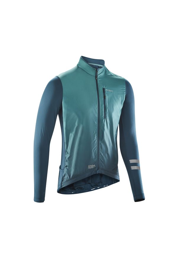 TRIBAN - Bluza rowerowa Triban RC500 Shield na rower szosowy. Kolor: zielony, niebieski, wielokolorowy, turkusowy. Materiał: materiał, elastan. Długość rękawa: długi rękaw. Długość: długie. Sezon: zima. Sport: kolarstwo