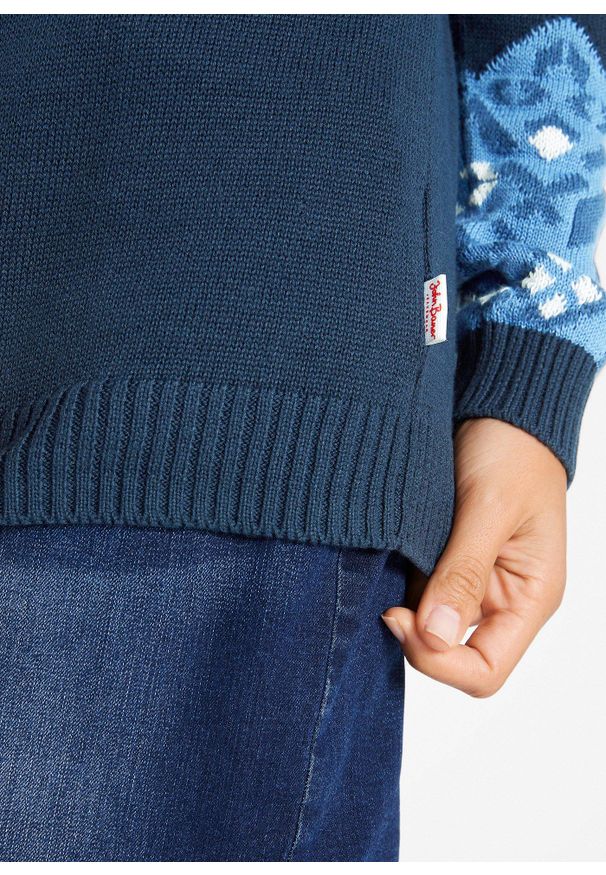 bonprix - Sweter w norweski wzór. Kolor: niebieski