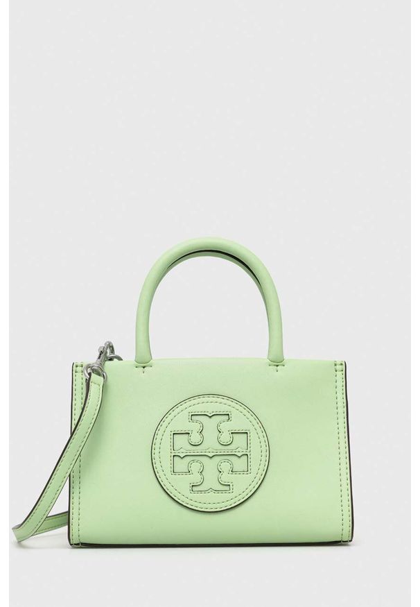 Tory Burch torebka Ella Bio Mini Tote- Mantis kolor zielony. Kolor: zielony. Materiał: skórzane