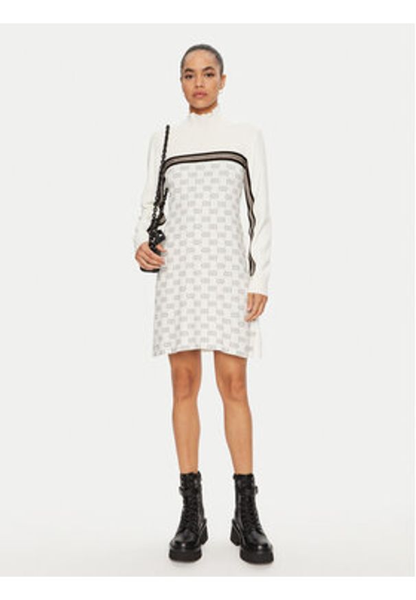 Liu Jo Sport Sukienka dzianinowa TF4227 MS63L Écru Regular Fit. Materiał: wiskoza, syntetyk. Typ sukienki: sportowe. Styl: sportowy