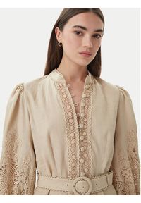 Luisa Spagnoli Sukienka koktajlowa Provina 542925 Beżowy Regular Fit. Kolor: beżowy. Materiał: len. Styl: wizytowy #3