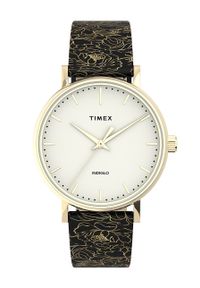 Timex zegarek TW2U40700 Fairfield Floral. Kolor: czarny. Materiał: materiał, skóra