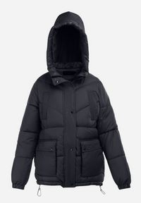 Born2be - Granatowa Kurtka Pikowana z Kapturem Lannea. Typ kołnierza: kaptur. Kolekcja: plus size. Kolor: niebieski. Materiał: jeans. Długość rękawa: długi rękaw. Długość: długie