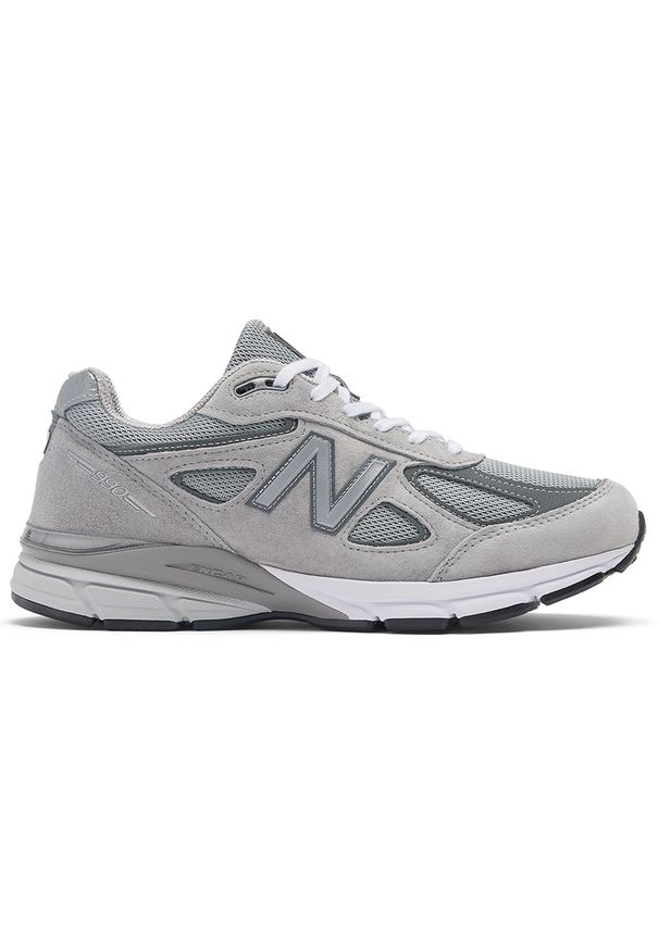 Buty unisex New Balance U990GR4 – szare. Okazja: na co dzień. Kolor: szary. Materiał: skóra, guma. Szerokość cholewki: normalna. Sport: turystyka piesza