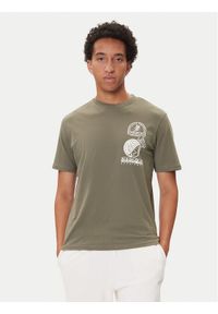Napapijri T-Shirt S-Funes Ss NP0A88UA Khaki Regular Fit. Kolor: brązowy. Materiał: bawełna
