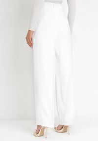 Born2be - Białe Szerokie Spodnie z Wysokim Stanem Lacis. Stan: podwyższony. Kolor: biały #4