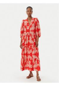 LOLA CASADEMUNT Sukienka letnia LS2616138 Czerwony jasny Regular Fit. Kolor: czerwony. Materiał: wiskoza. Sezon: lato #1