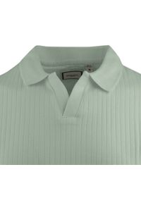 Dzianinowa Koszulka Polo - Dekolt Bez Guzików - Brave Soul - Bladozielona. Okazja: na co dzień. Typ kołnierza: polo. Kolor: zielony. Materiał: elastan, bawełna. Styl: casual #3