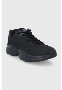Armani Exchange Buty kolor czarny. Nosek buta: okrągły. Zapięcie: sznurówki. Kolor: czarny. Materiał: materiał, guma
