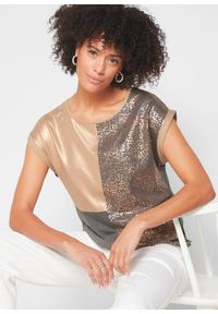bonprix - Shirt w optyce patchworkowego. Kolor: szary. Wzór: aplikacja, nadruk. Styl: elegancki #3