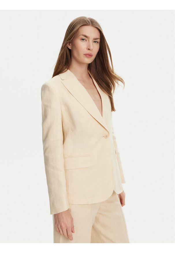 Weekend Max Mara Marynarka Nalut 2515041012 Écru Regular Fit. Kolor: kremowy. Materiał: len