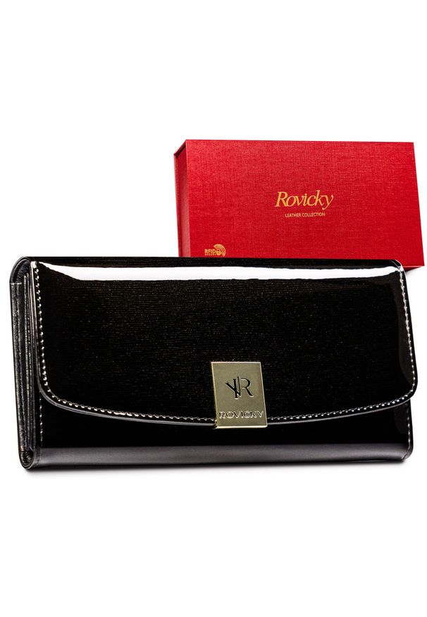 ROVICKY - Portfel skórzany Rovicky czarny R-42522-LZD BLAC. Kolor: czarny. Materiał: skóra
