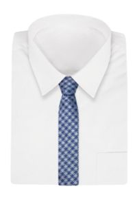 Granatowo-Niebieski Elegancki Krawat -Chattier- 7cm, Męski, w Kratkę. Kolor: niebieski. Materiał: tkanina. Wzór: kratka. Styl: elegancki #2