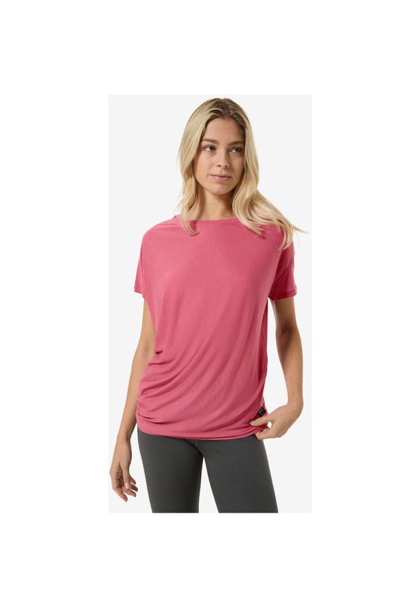 Koszulka SUPER.NATURAL W YOGA LOOSE TEE. Kolor: różowy. Sport: fitness