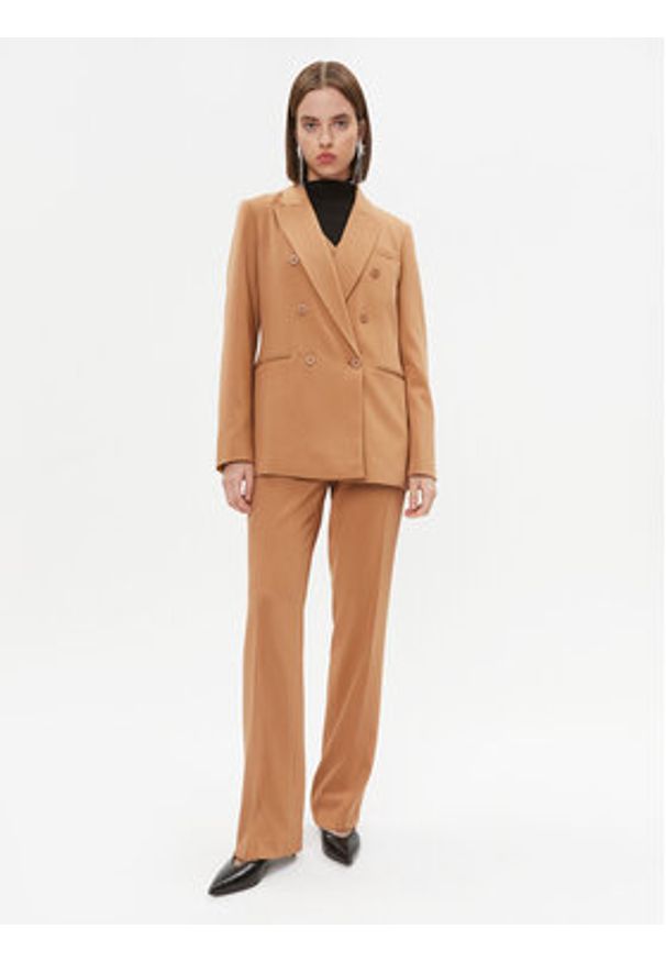 DKNY Marynarka UG3JX043 Brązowy Regular Fit. Kolor: brązowy. Materiał: syntetyk